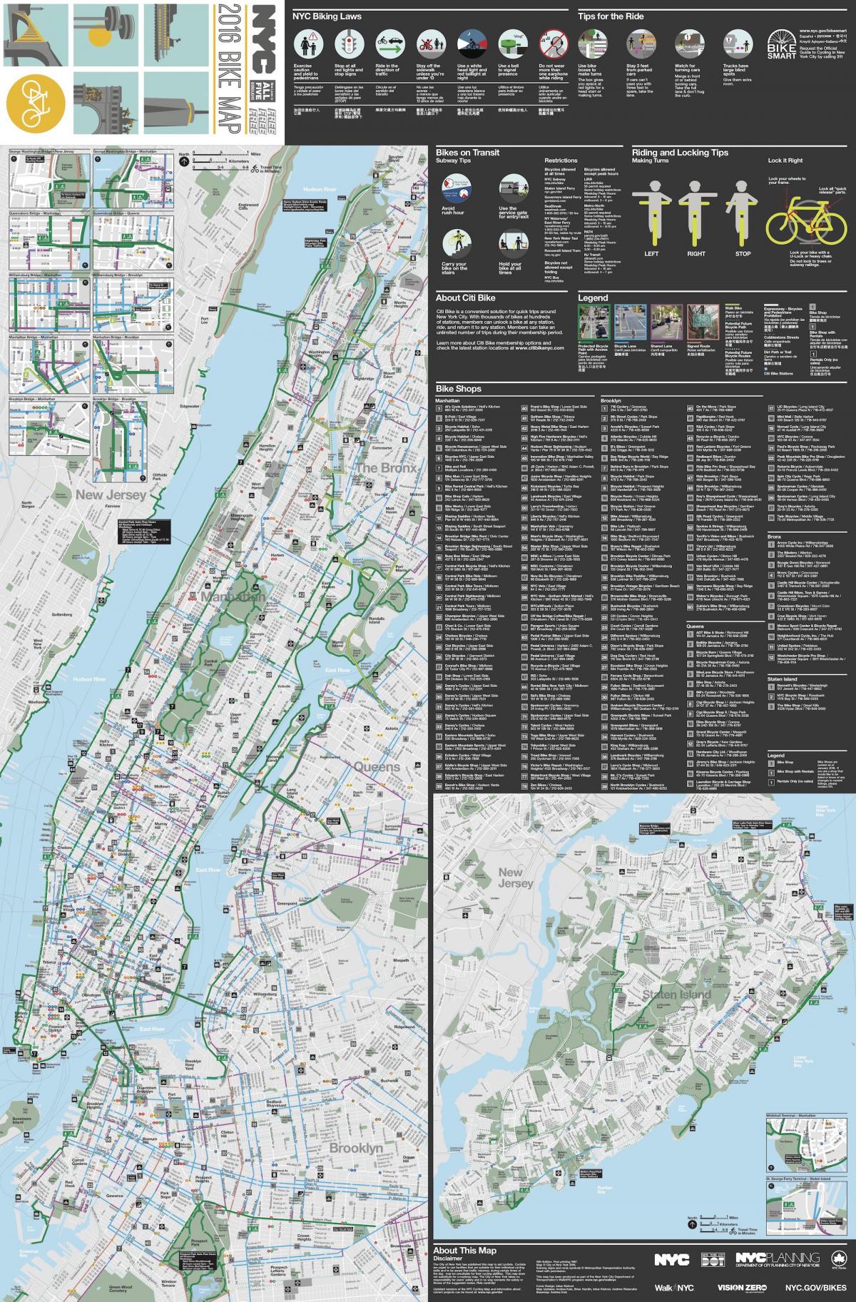 Manhattan bike lane arată hartă