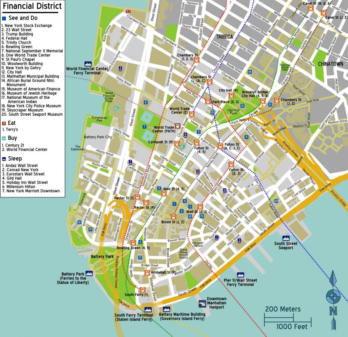 hartă din centrul orasului Manhattan, ny