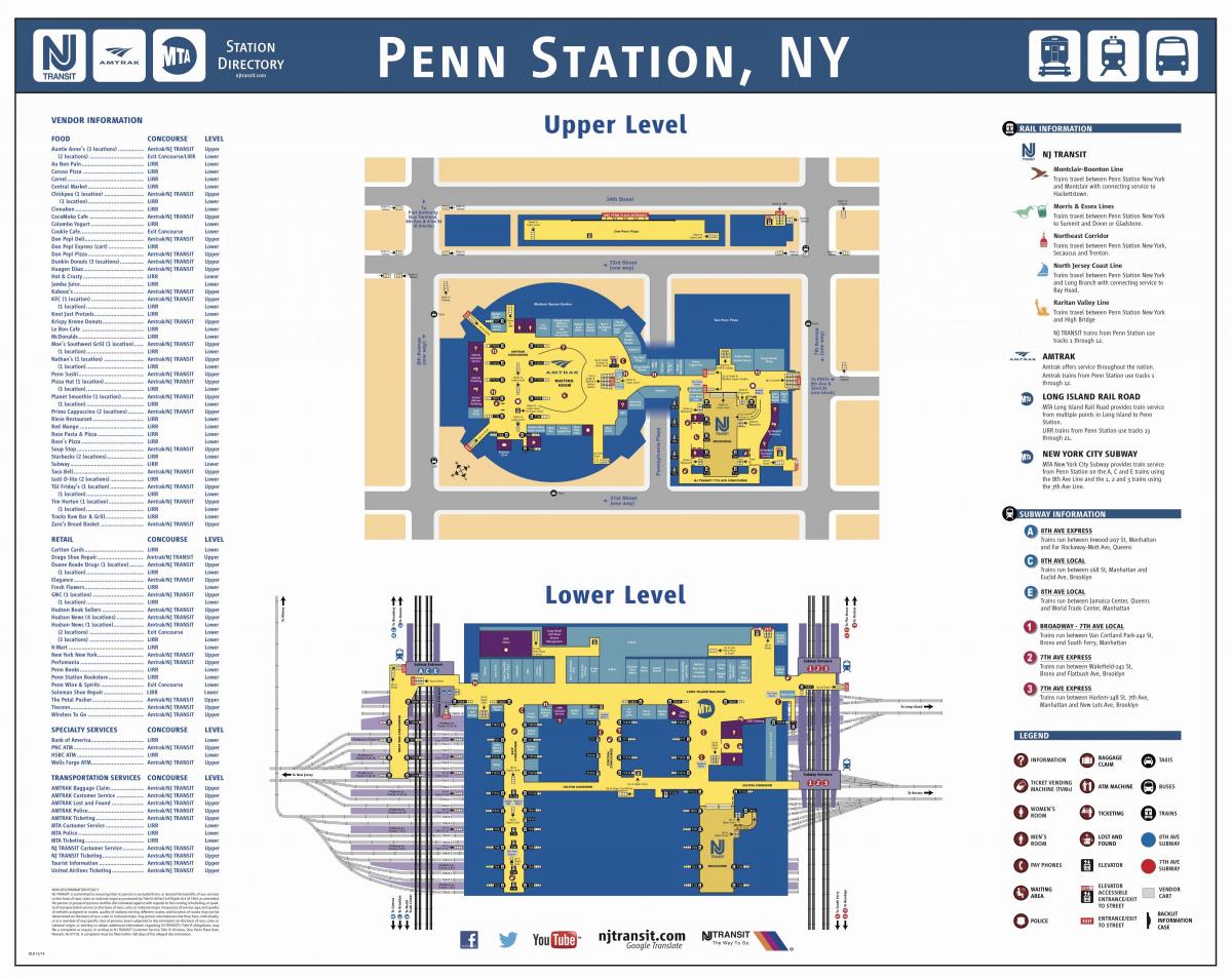 Gara Penn Manhattan hartă