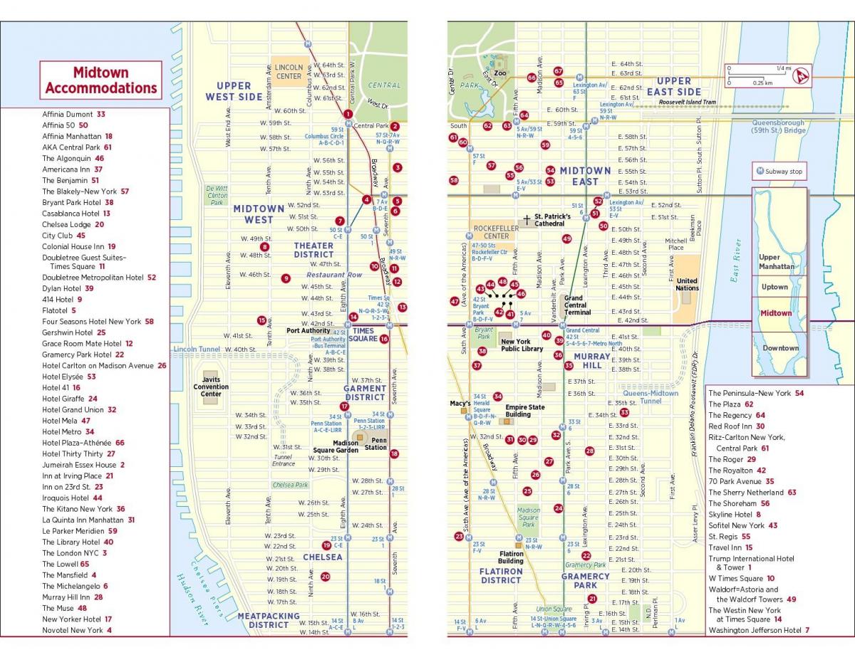 tipărit hartă de mers pe jos de midtown Manhattan