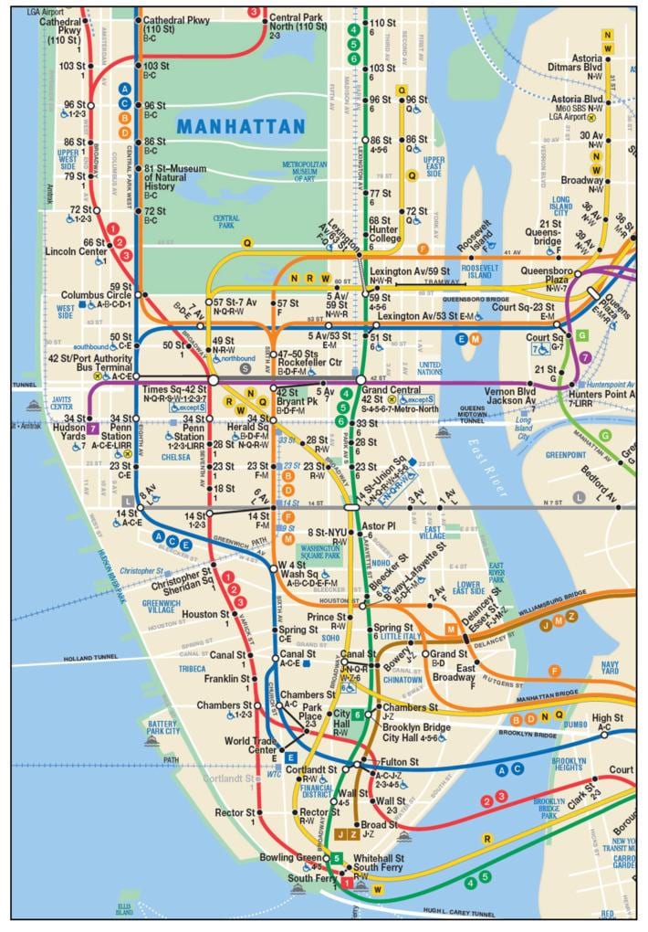 harta Manhattan metrou