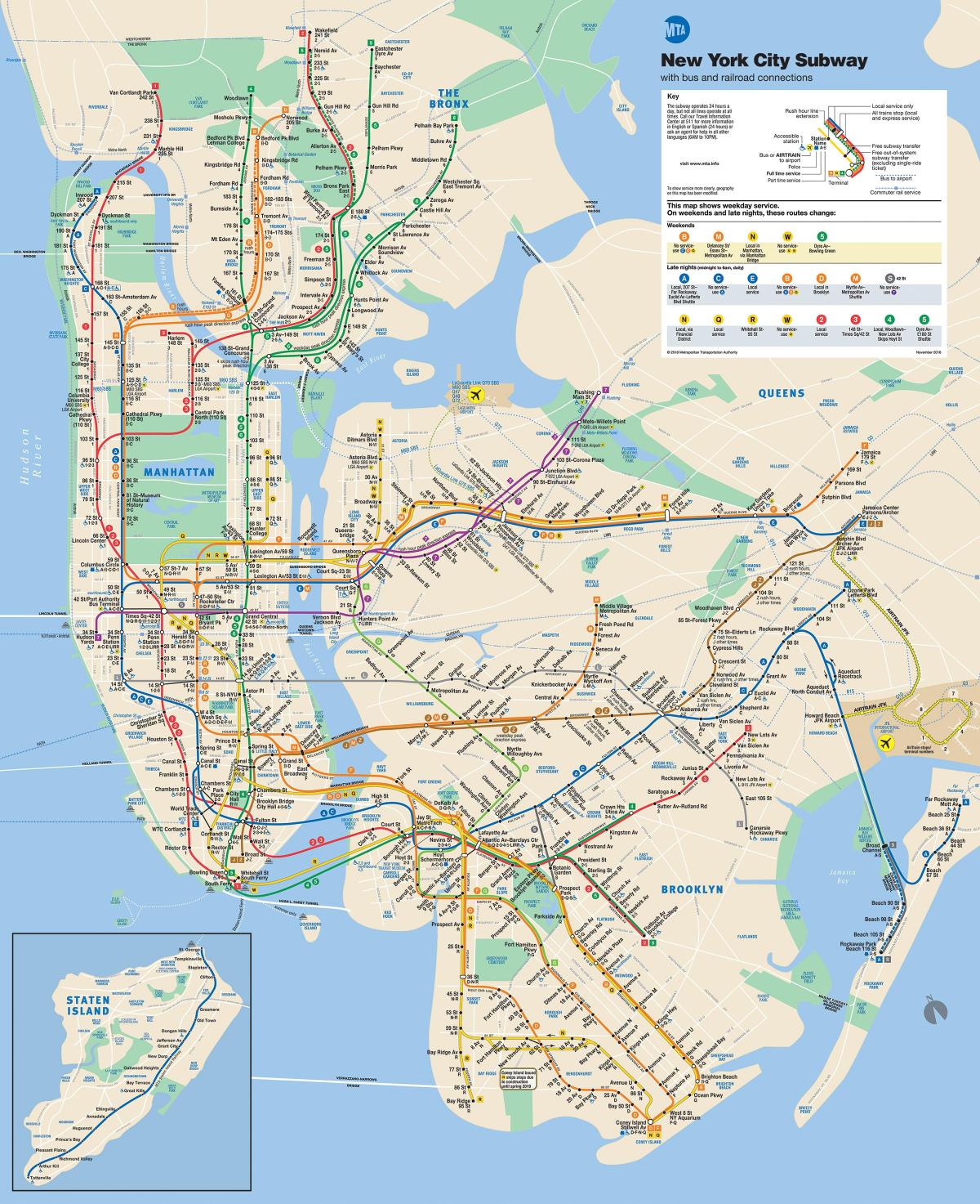 Manhattan street arată hartă, cu stații de metrou