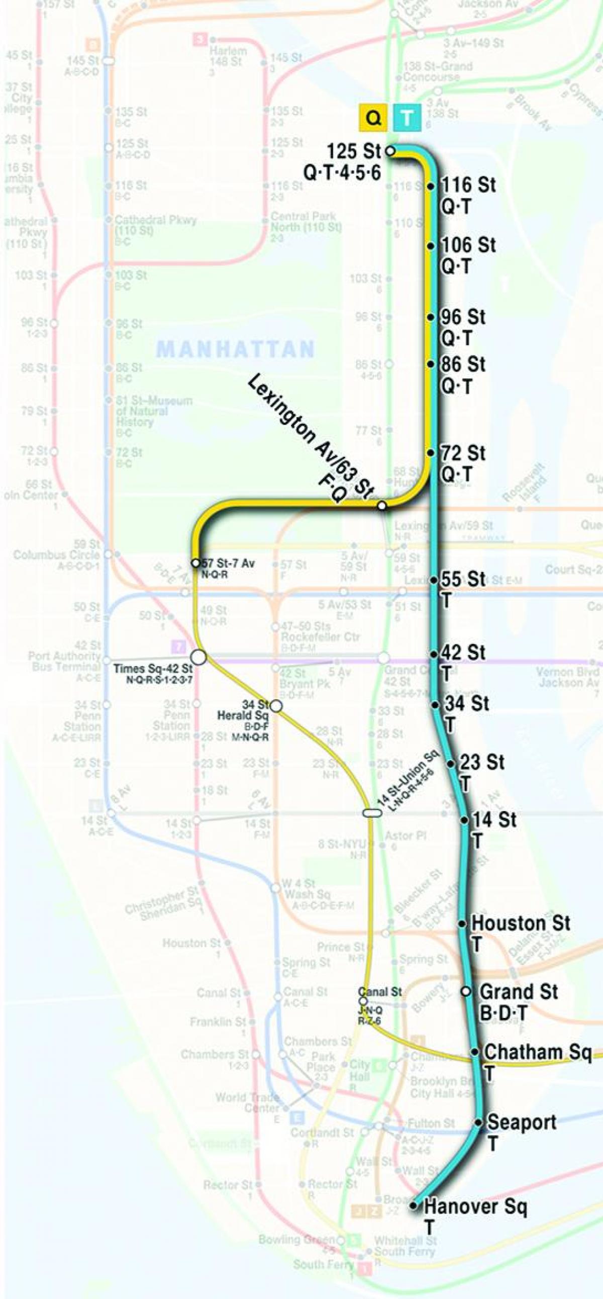 hartă de metrou second avenue