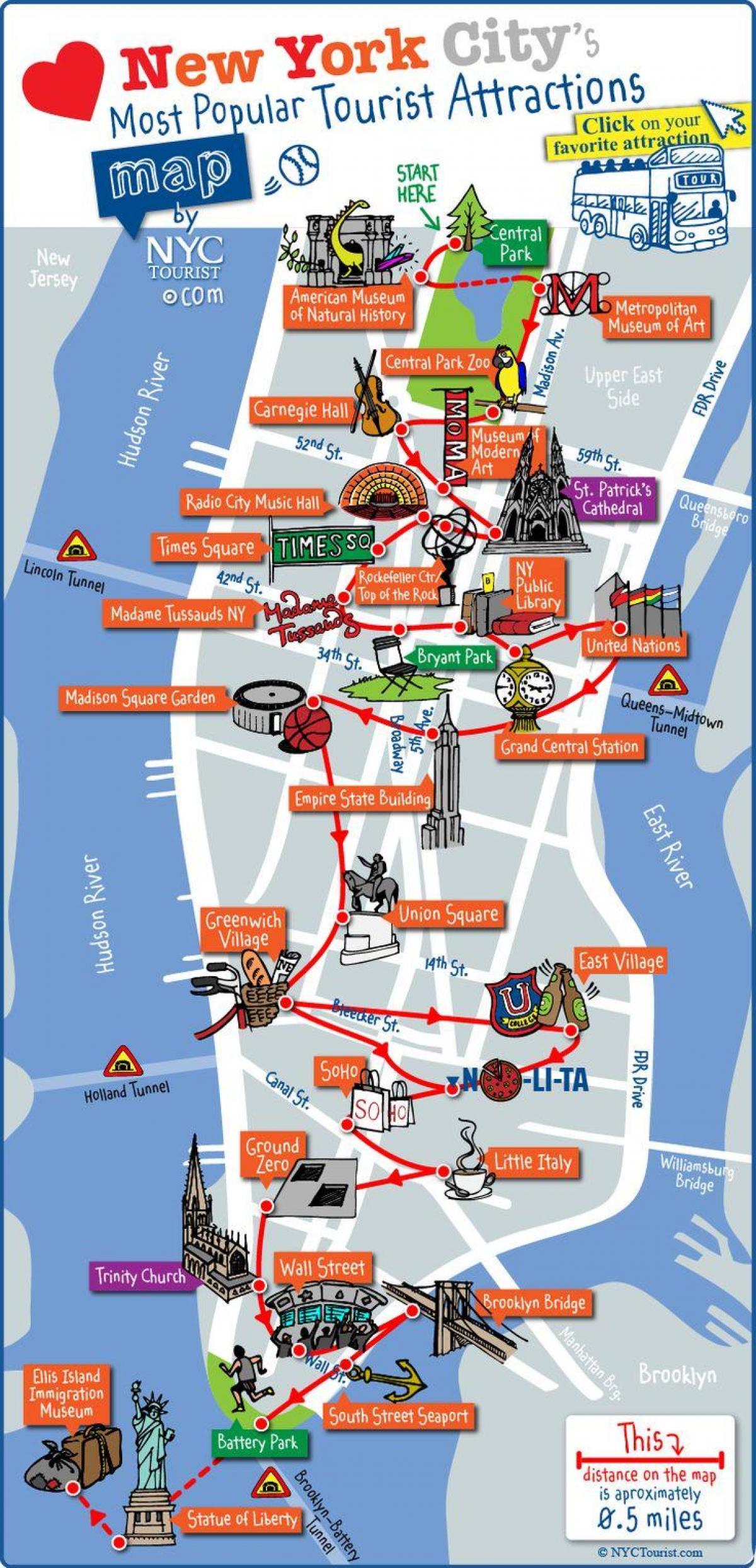 midtown Manhattan atractii hartă