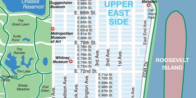 Harta upper east side din Manhattan